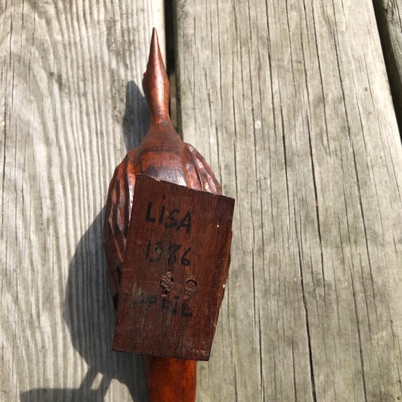 2 Vintage Wood Carvings Birds Sculptures Mahogany / Jamaica Folk Art - Picture 13 of 14
